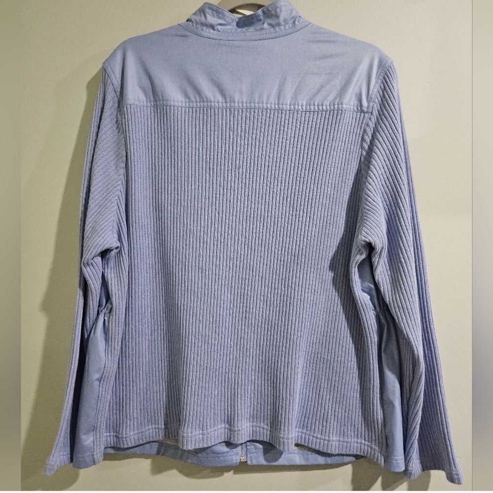 NWT Chico’s Zenergy Light Blue Mixed Media Jacket, Size 16/18* - Picture 3 of 6